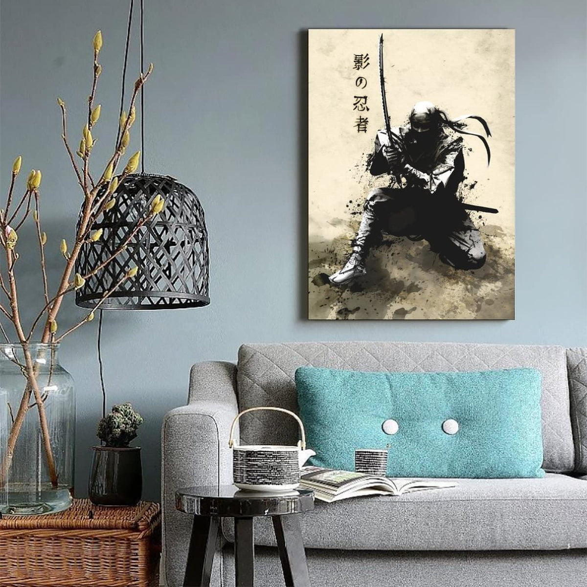 Japanese Ink Bushido Posters Canvas Painting Vintage Print Wall Art Character Pictures Decoration Living Room Home Decor Unframed 12 x18 inches (18"L x 12"W / Unframe-10)