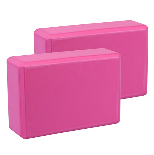 Yoga Blocks 2 Pack EVA Foam Gym Bricks Pilates Stretch Pink (Pink / 9 x 6 x 3 inch)