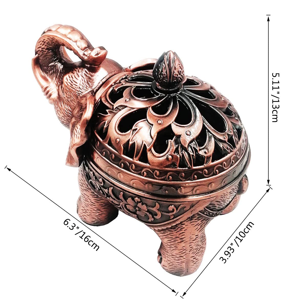 Metal Elephant Incense Holder (Red Copper)