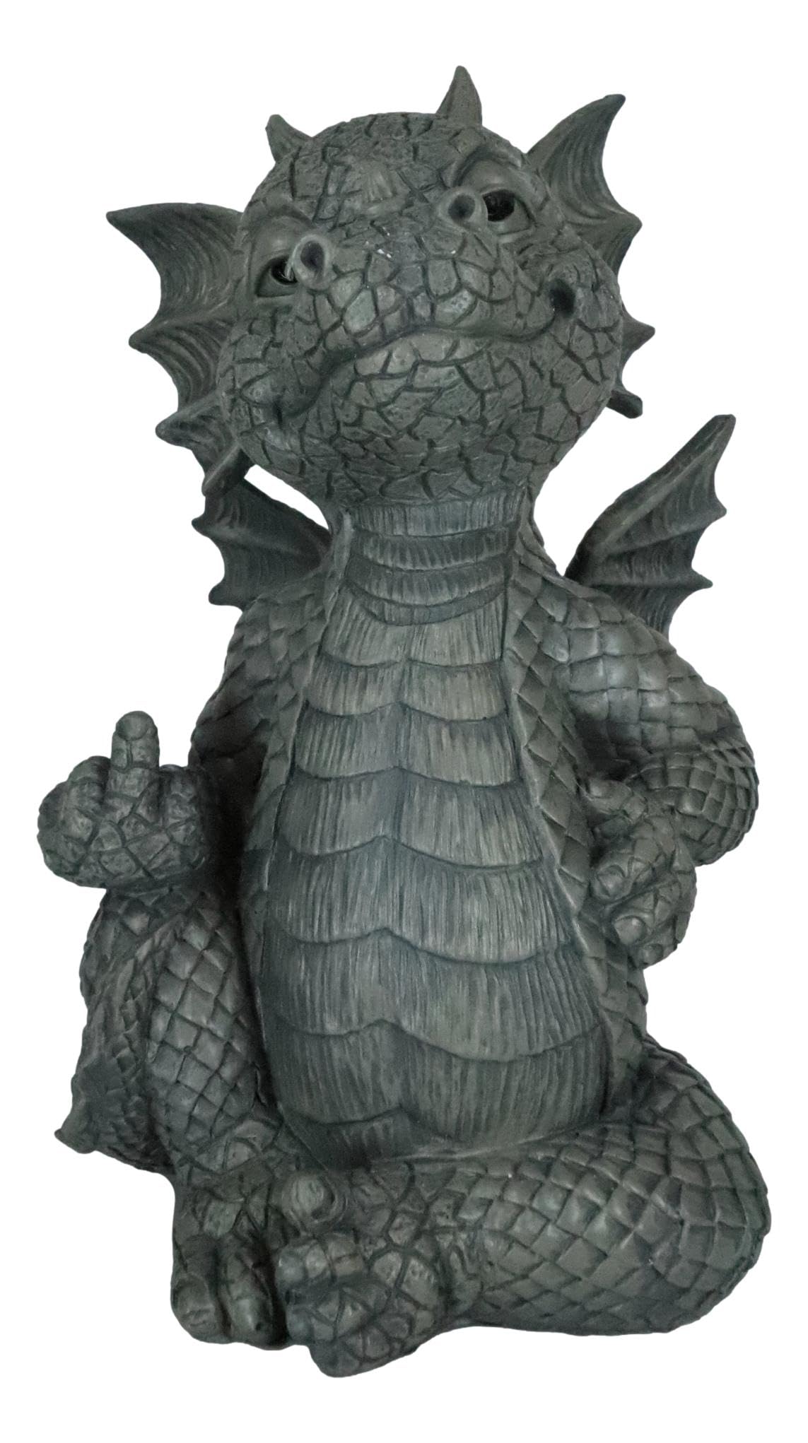 Ebros Keep Off Flip The Bird Rude Baby Dragon Sitting Statue 10" H Fairy Garden Faux Stone Resin Finish Guest Greeter Figurine (Flip the Bird Keep Off)