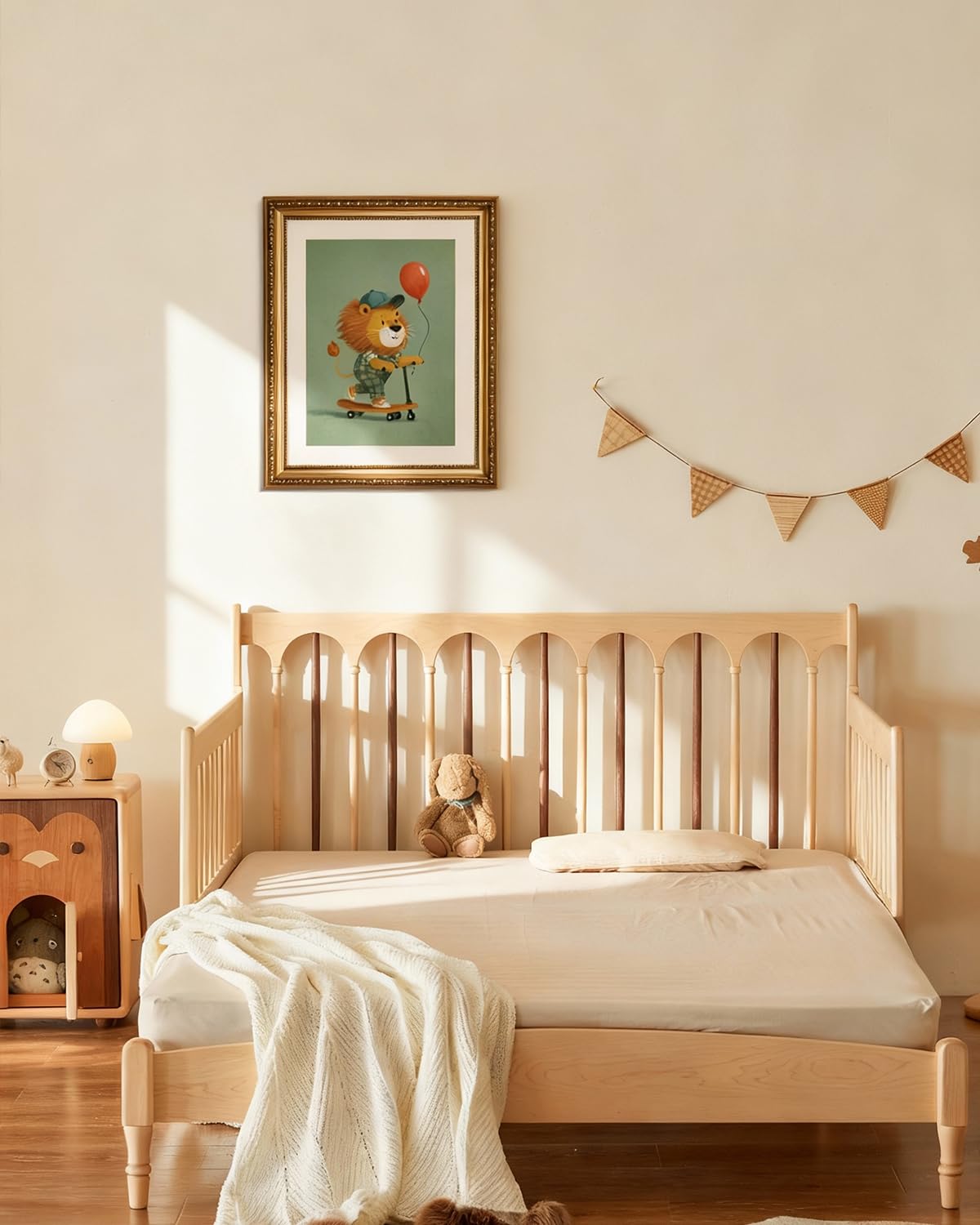 gold framed art Cute Lion on Scooter Framed Wall Decor (A lion on a skateboard / 16"L x 13"W)