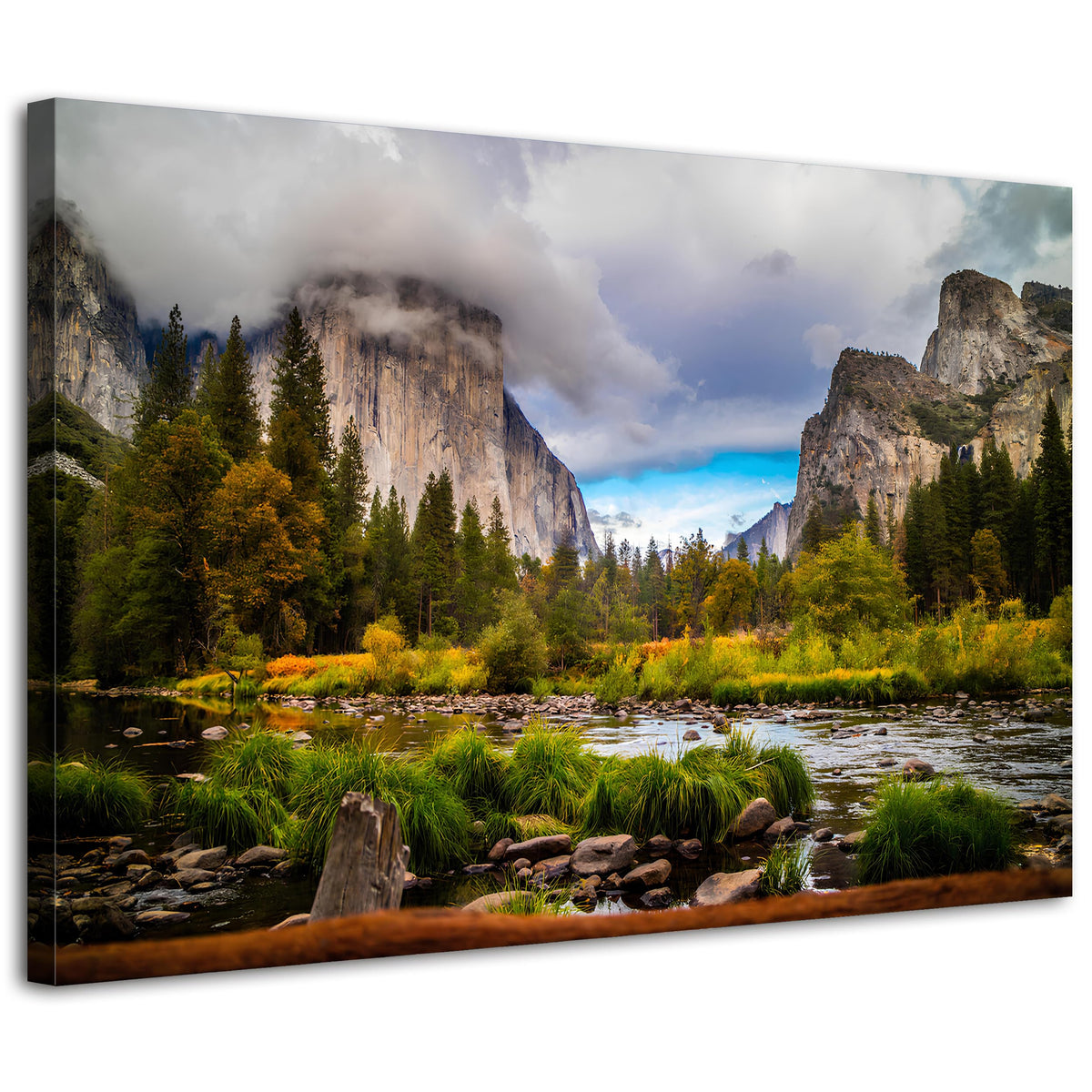 Yosemite Canvas Wall Art for Office Wall Decor National Park Mountain Landscape Picture Nature Posters Prints Forest Moving River Scenery Painting Canvas Framed Artwork for Living Room Bathroom 20x30” (30"L x 20"W / Yosemite)