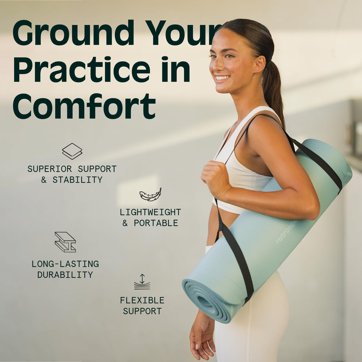 Solana 1" Extra Thick Yoga Mat Non Slip Exercise Mat w (Denim Blue / 1 inch)