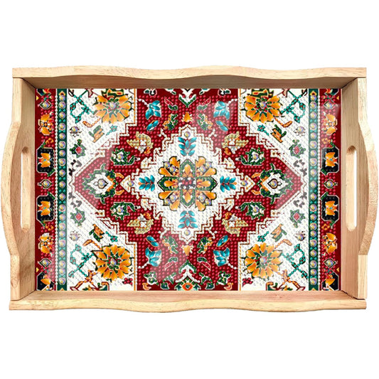 5D Diamond Art Kits for Adults Wooden Serving Tray with Handle (Mandala Small)