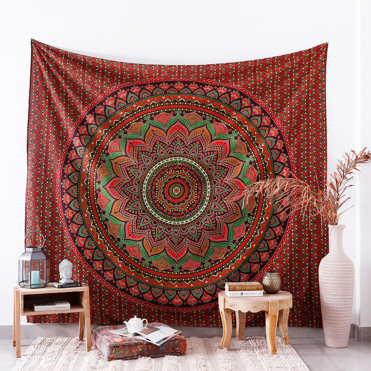 Wall Hanging Tapestry For Bedroom Hippie Ombre Mandala Bohemian Hippy Intricate Indian Tapestries Bedspread Brown (88"L x 81"W / Brown)