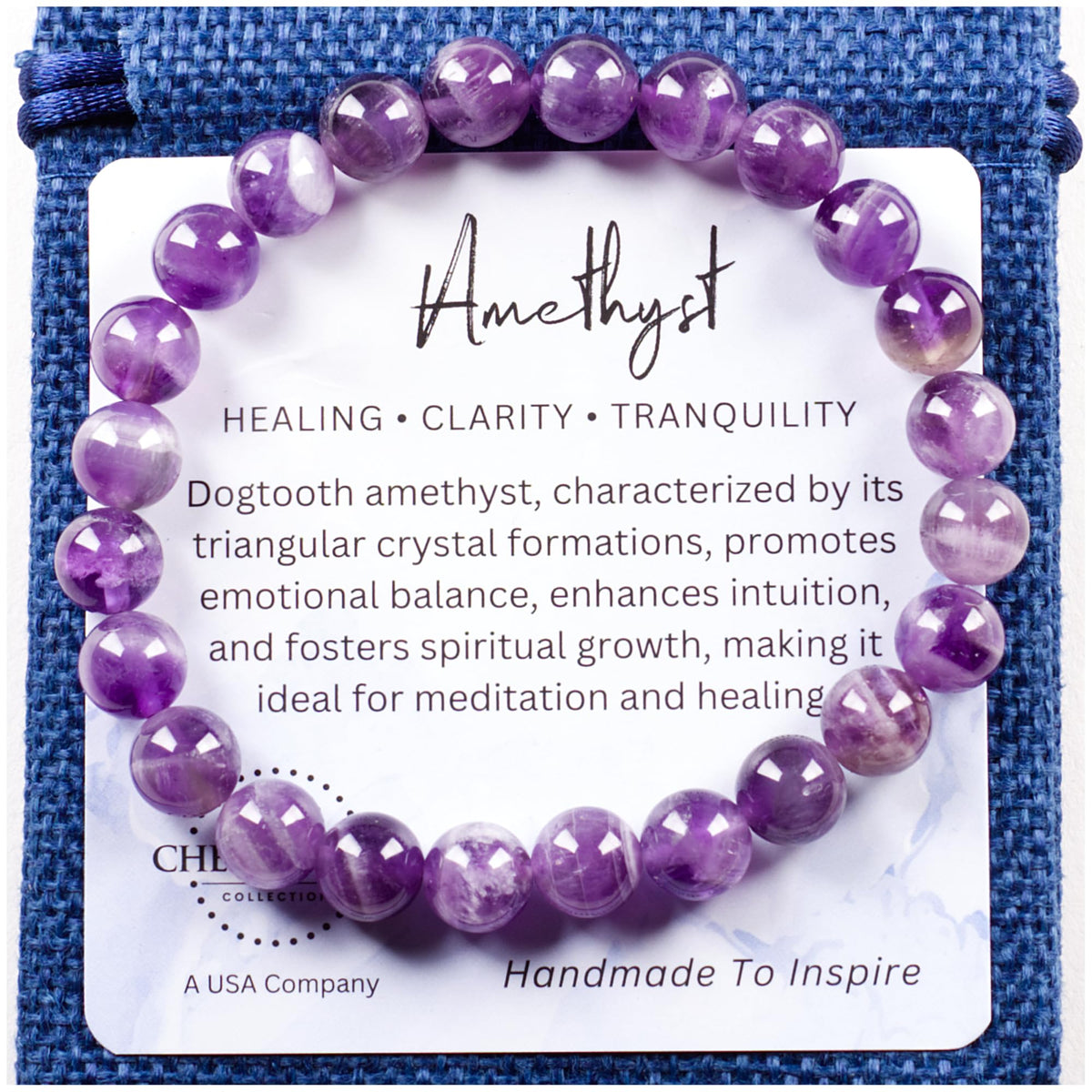 Dogtooth Amethyst Bracelet 8mm Beaded Bracelet (Dogtooth Amethyst / Large)