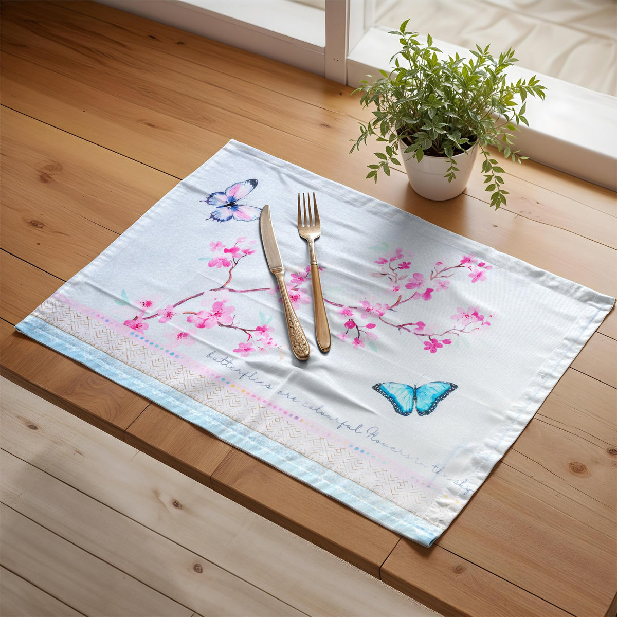 Placemats Set of 4 Reusable 100% Cotton (120 - Blossoms in Spring / 13" X 19" (Pack of 4))