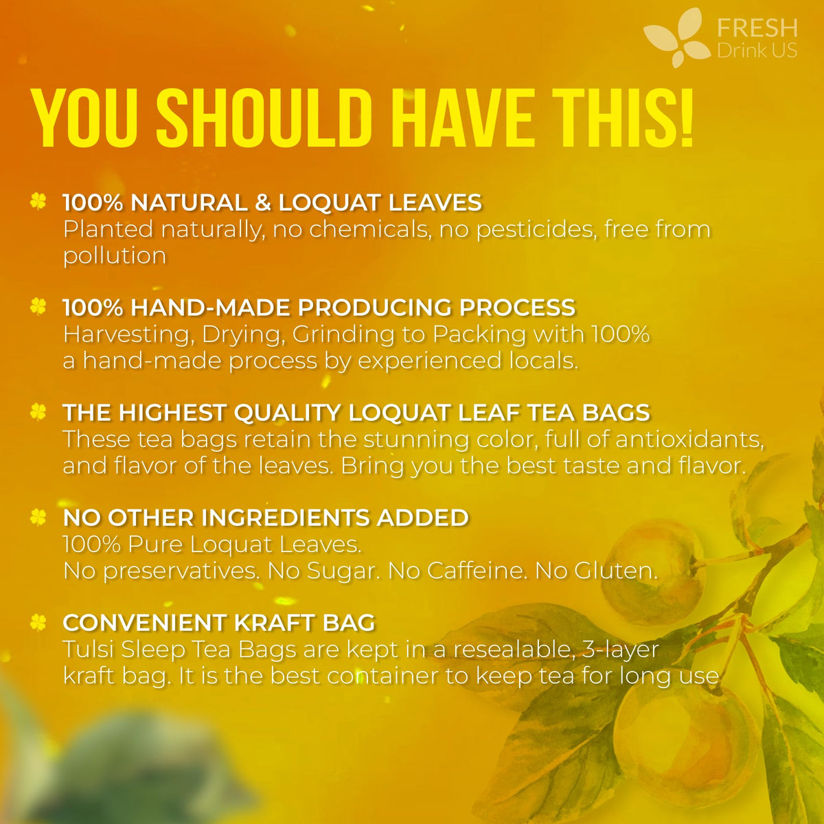Premium Loquat Leaf Tea (40 Tea Bags)