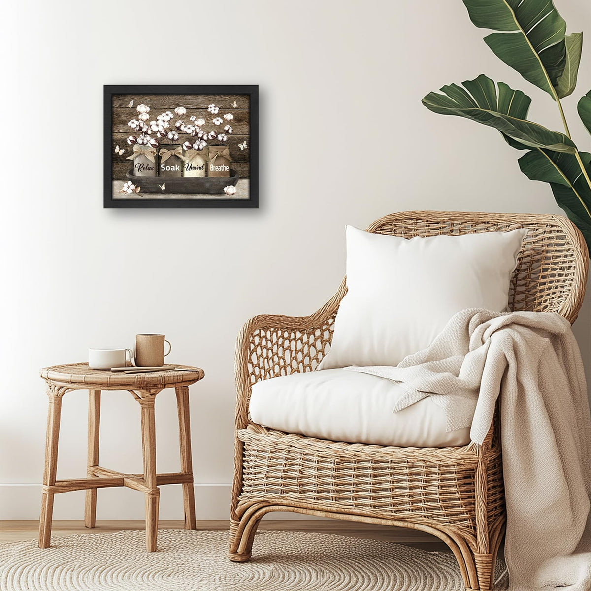 Farmhouse Bathroom Decor Wall Art (Framed Bathroom Art 930 / 16"L x 12"W)