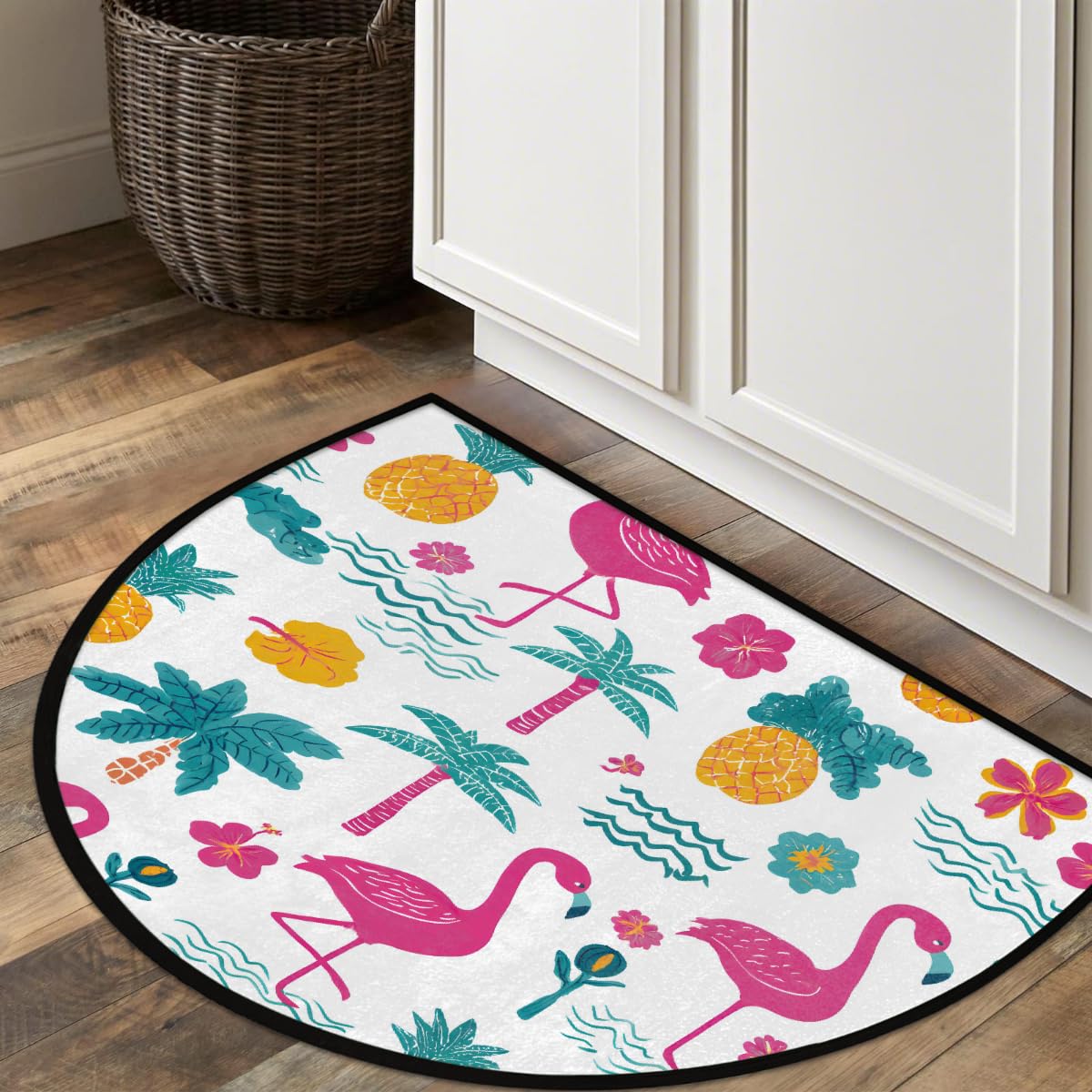 Flamingo Half Round Door Mat Semi Moon Rug Fireplace Carpet Area Rugs (Color2)