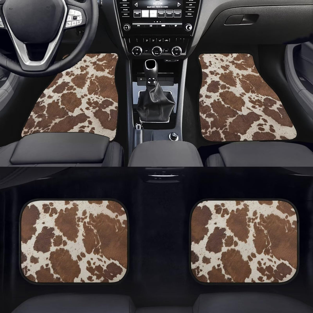 Brown Cow Auto Floor Mats Rubber Car Floor Mats Non Slip Foot Pads for Cars Automotive Carpet Mat Protector Universal Auto Vehicle SUV Van Vehicle Truck (Brown Cow)