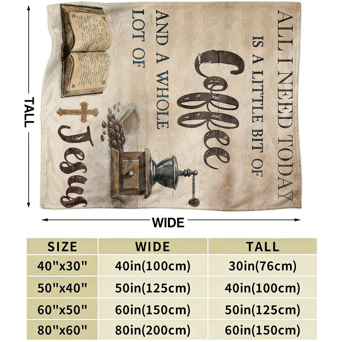 Coffee and Jesus Fleece Blanket Christian Blanket Gift Room Decor 40"x50" (Coffee and Jesus / 40"X50")
