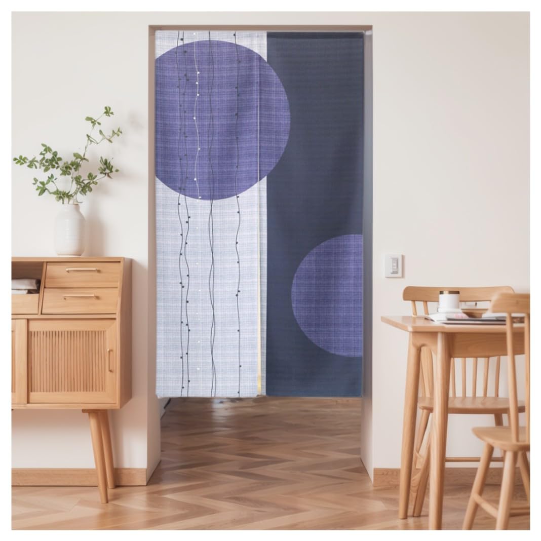 Noren Japanese Doorway Curtain Tapestry Decorations Room Divider Privacy Anime Curtains Zen Style Doorway Curtain Panel Traditional Chinese (Purple Enso Circle / 33.5"W x 67"L (Pack of 1))