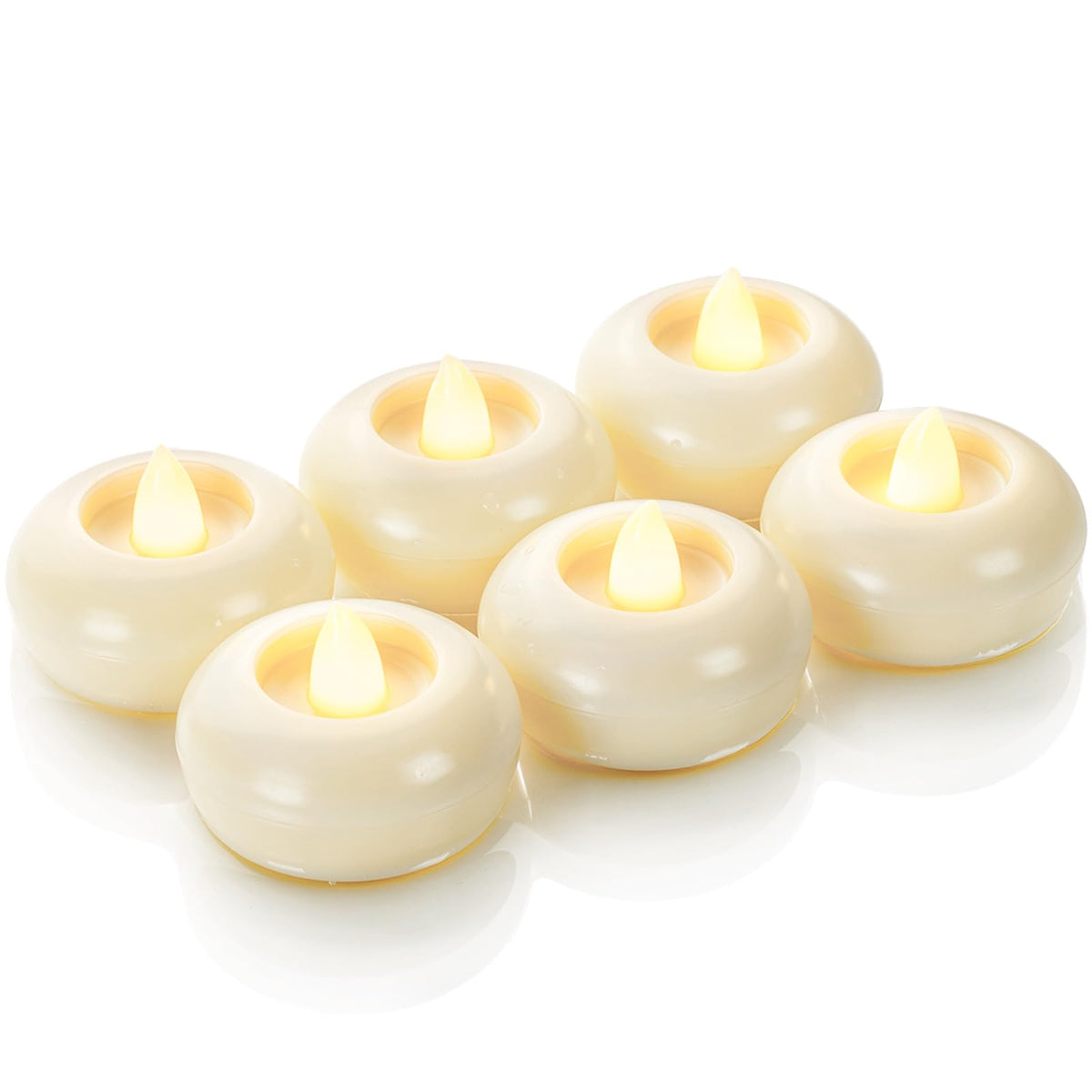 6 Pack 2” Flameless Led Floating Candles (Ivory, 6Pack)