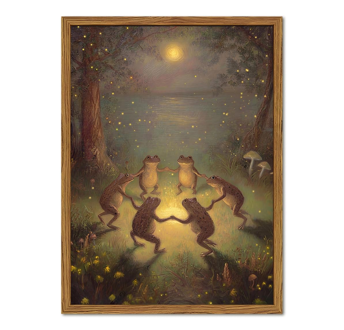 Vintage Framed Whimsical Frog Wall Art (Dancing frog / 24"L x 16"W)