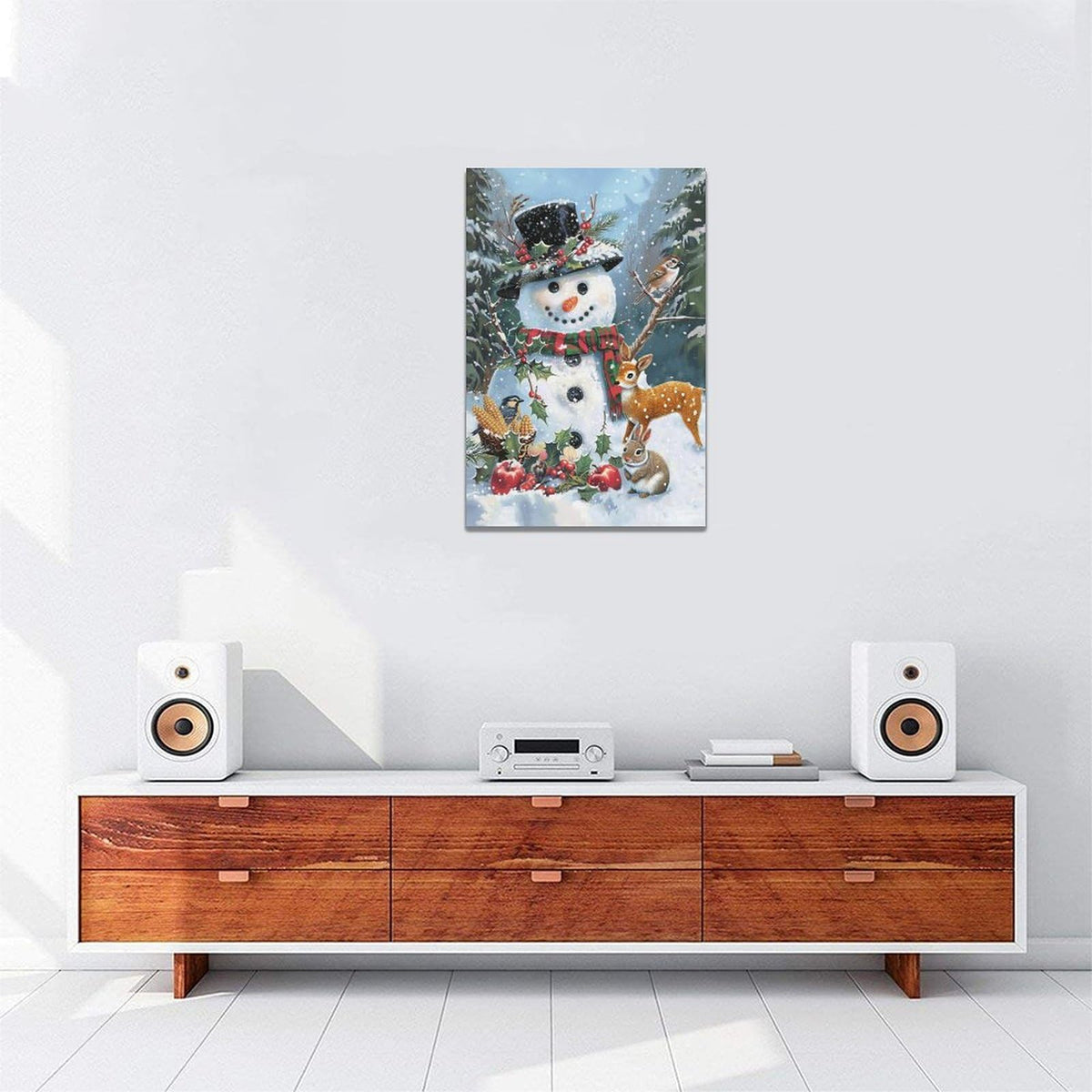 Snowman Wall Art Winter Pictures Christmas Canvas Wall Decor Snowman Painting Home Modern Artwork Decorations Framed for Living Room Bedroom Bathroom Office 16 x 24 inch (16" x 24" / Snowman)