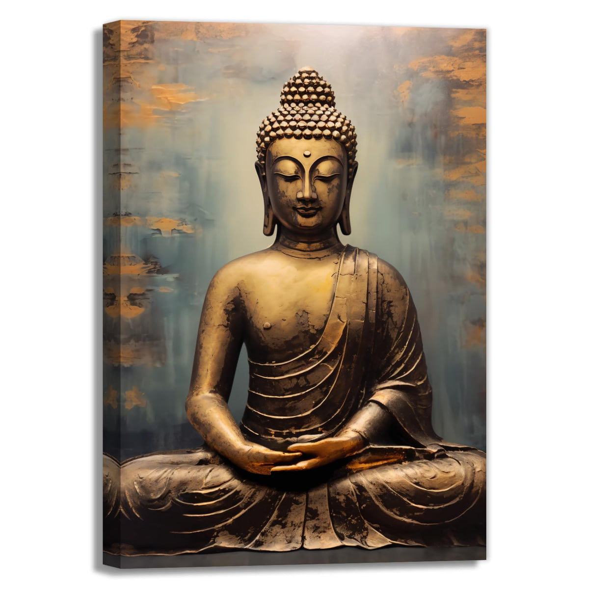 Buddha Canvas Wall Art Retro Buddha Statue Pictures Wall Decor Zen Painting Meditation Artwork For Spirit Bathroom Yoga Room Decor Frame (Buddha-4 / 42L" x 28W")
