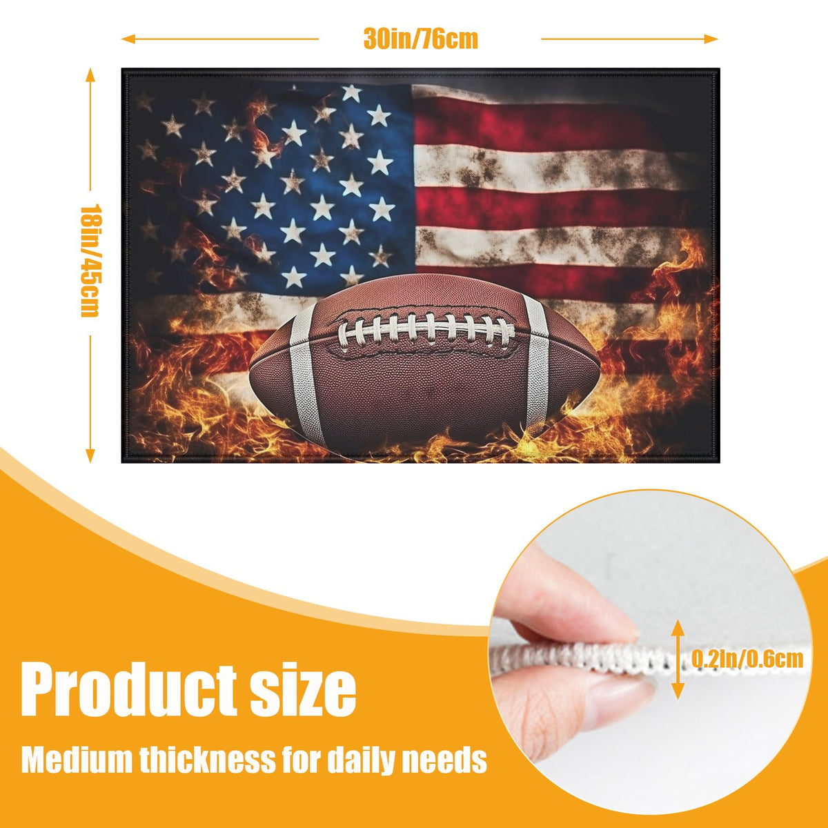 Fire American Football Bath Mat for Bathroom (Fire American Football)