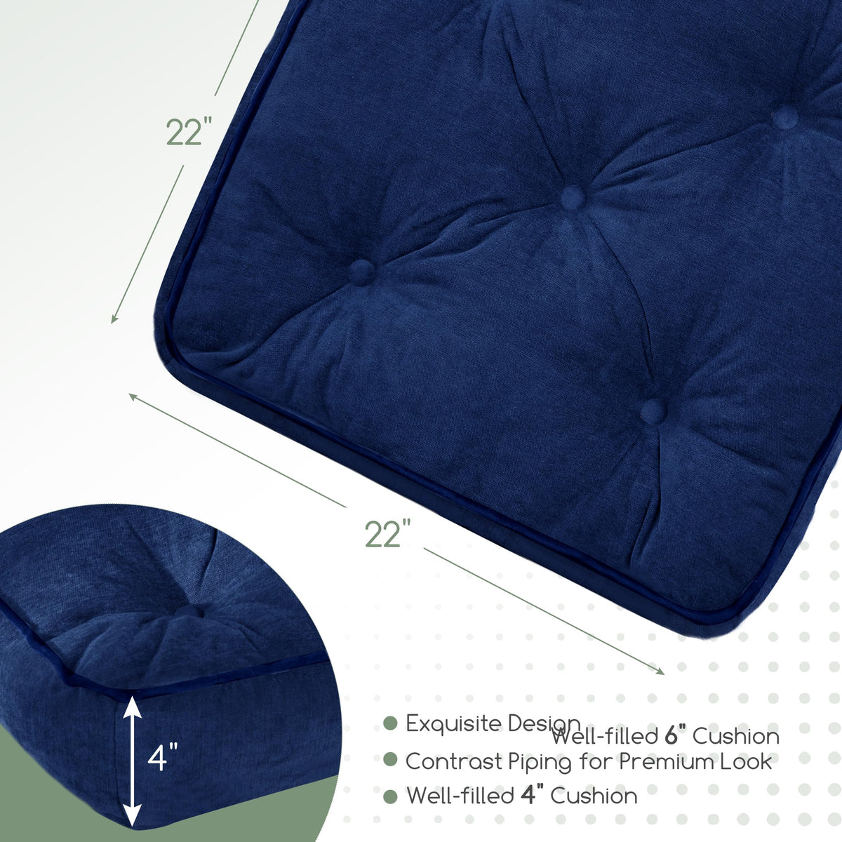Large Floor Pillow Cushion for Adults (4" Thick(Pack of 1) / Square Navy)