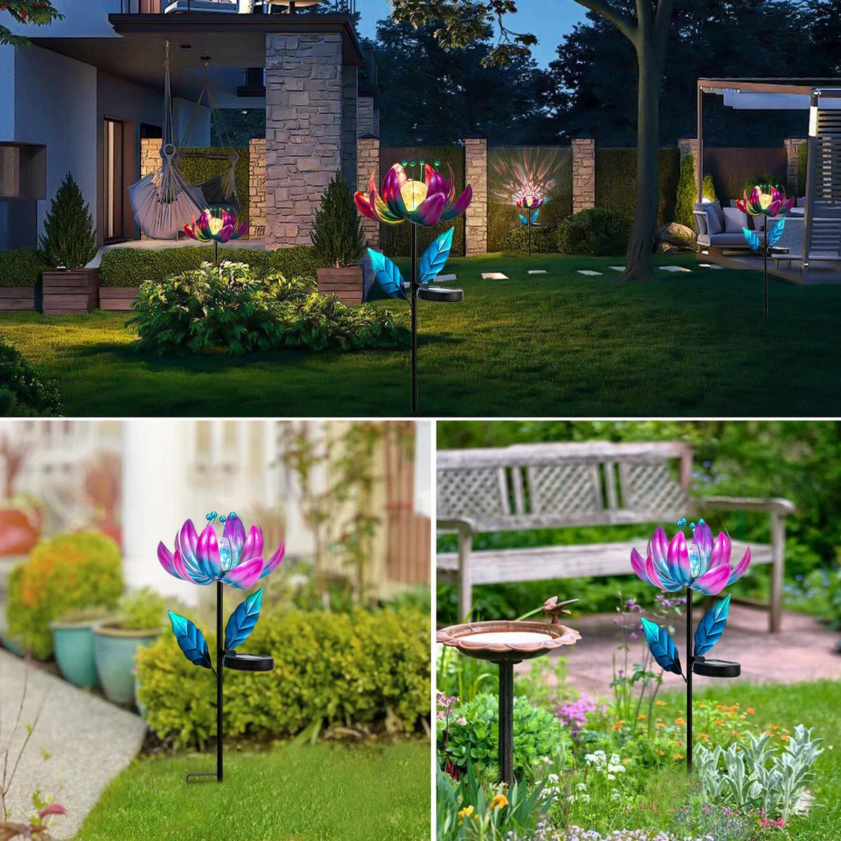 Outdoor Garden Decor Solar Spinners Lights (Purple-standard)
