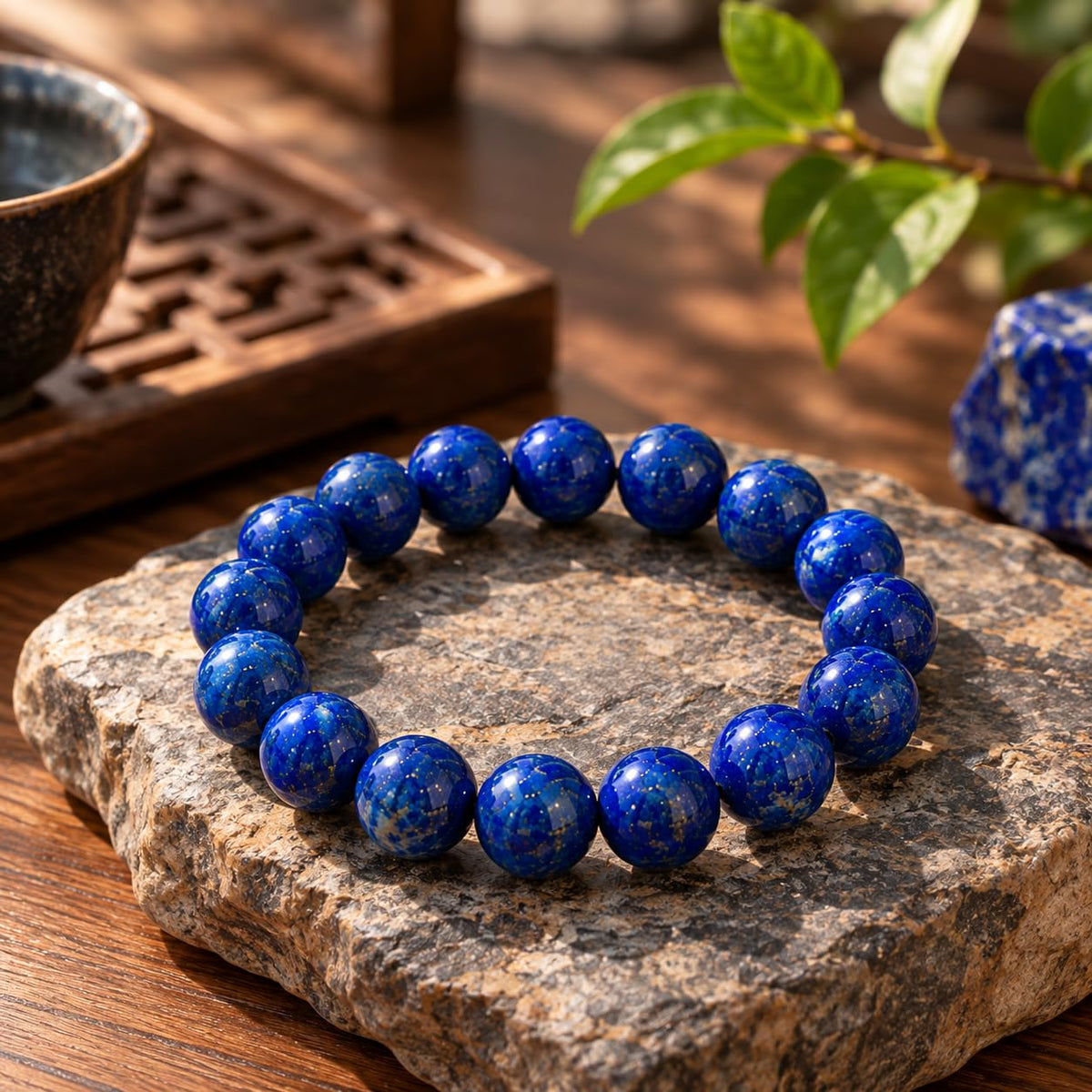 12MM Lapis Lazuli Crystal Bracelet for Women Men (12MM Lapis Lazuli Crystal)