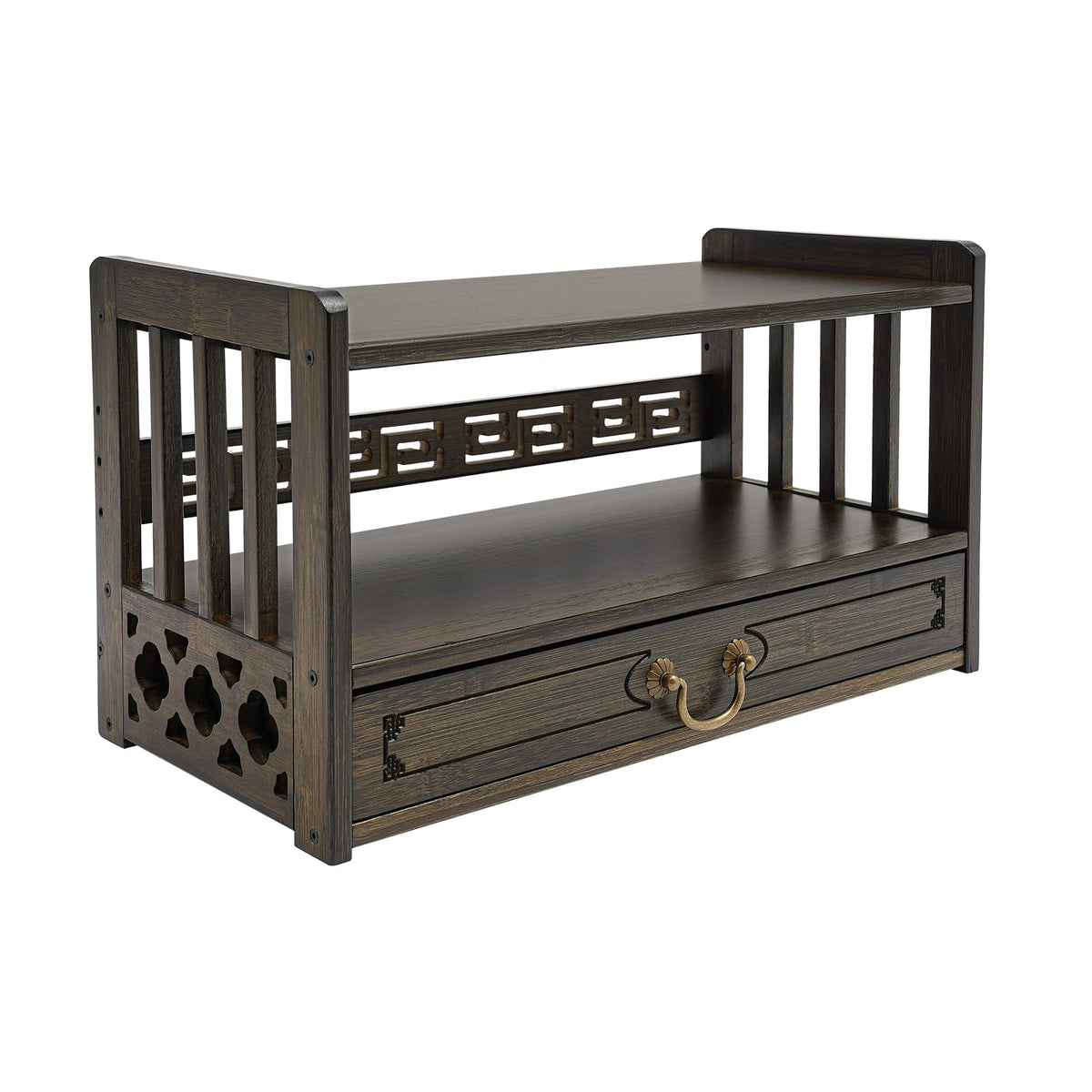 Meditation Table 20.4in Chinese Desk Storage Table (Walnut Color-21.4in)