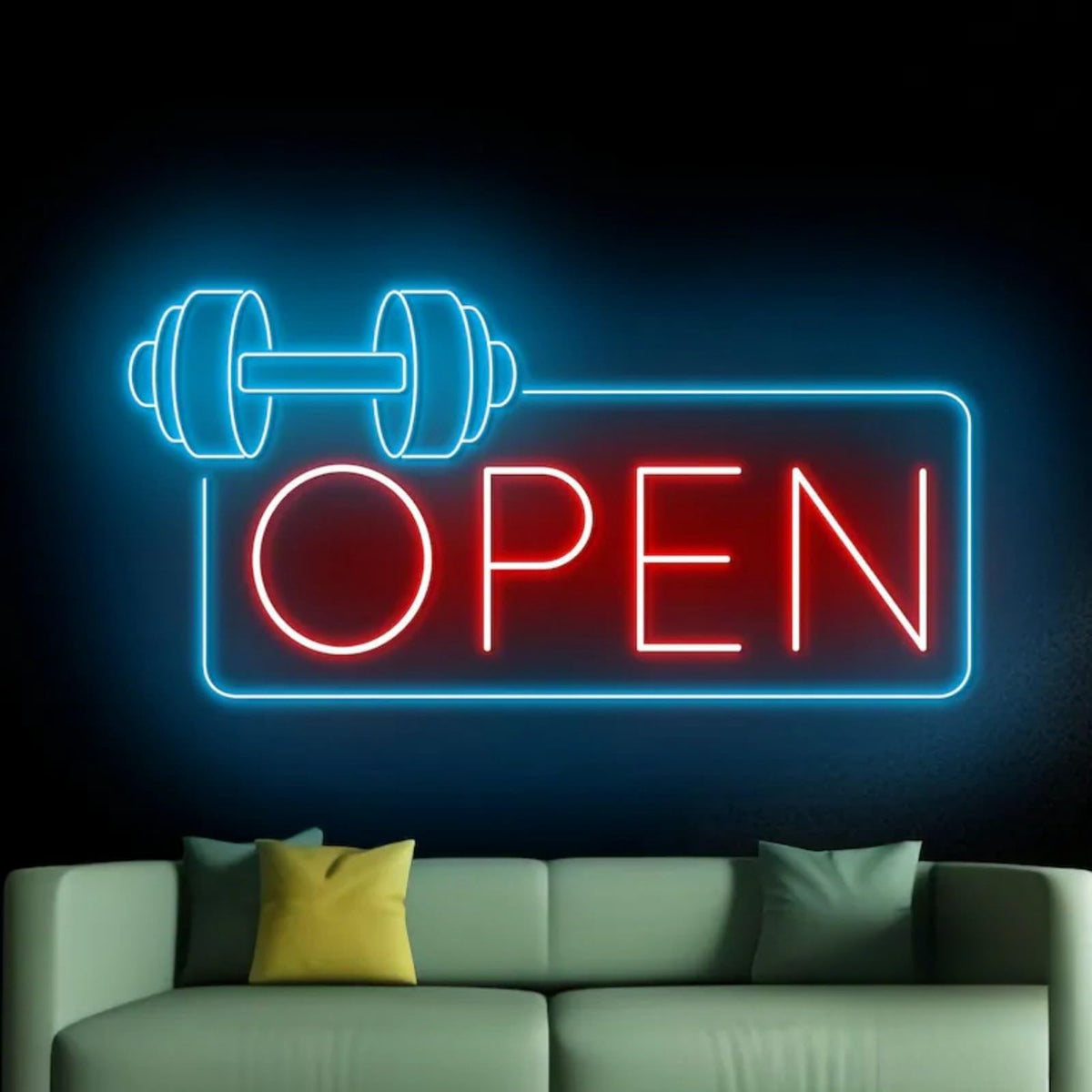 Gym Open Neon Sign with Dumbbell for Fitness Club Business Window Decor (Gym Open)
