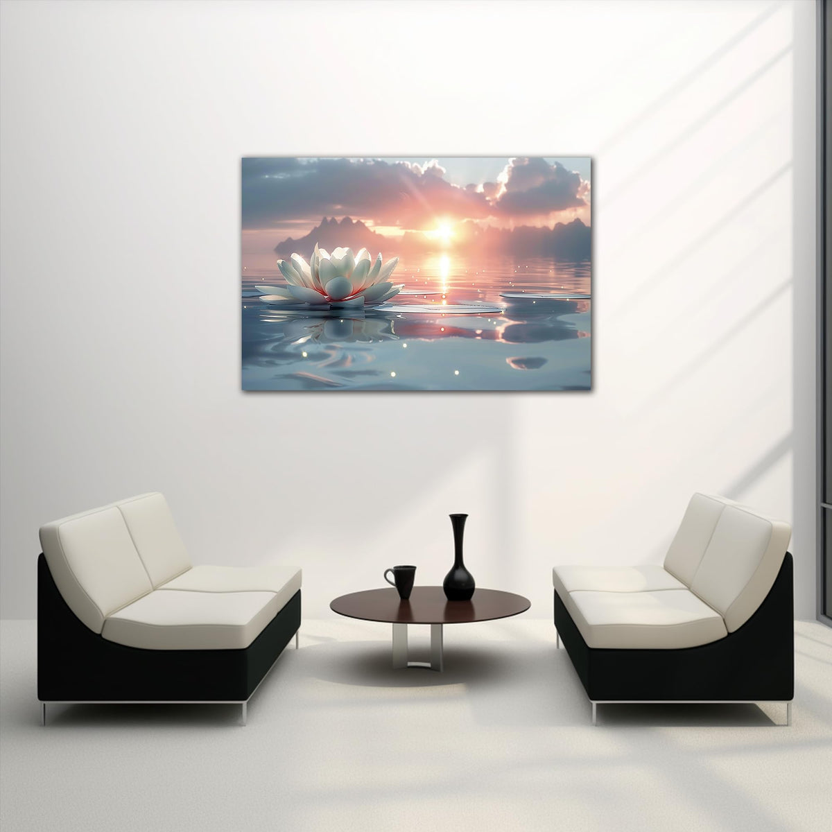 Zen Wall Art White Lotus Flower Canvas Art Prints for Spa Bathroom Decor (Zen Stones Canvas Frame-23 / 40"L x 28"W)