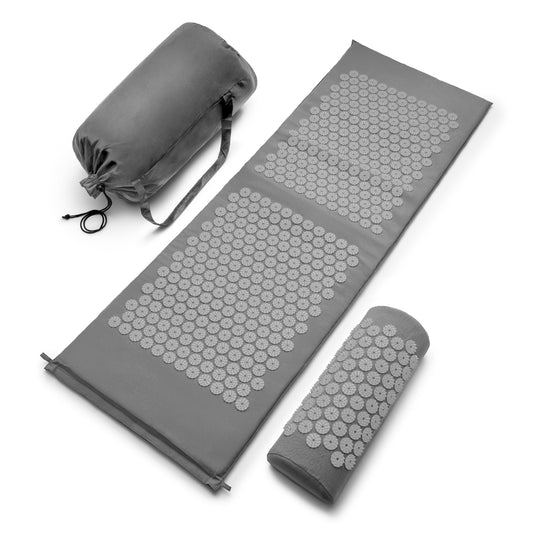 Sivan Acupressure Mat & Pillow Set for Back & Neck (Gray/Gray / XL)