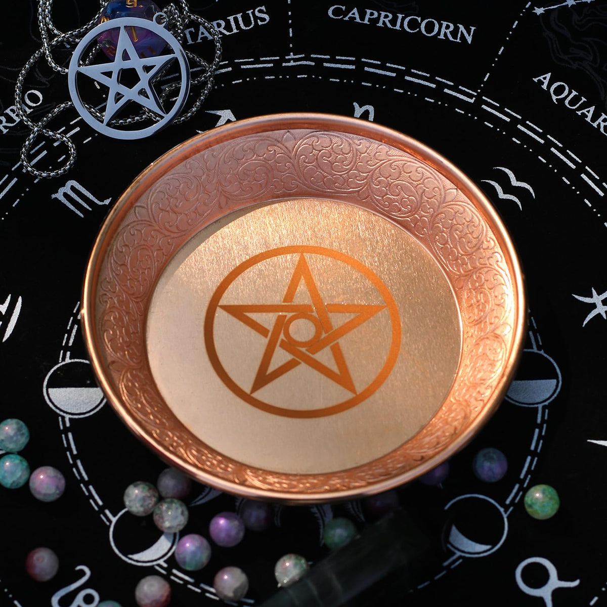 Copper Offering Prayer Ritual Bowl (Pentagram)