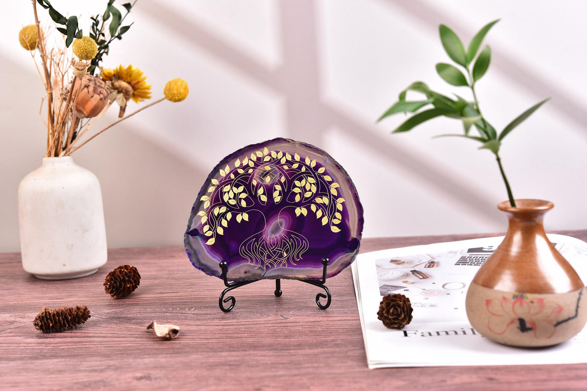 Purple Agate Tree of Life Sculpture (Purple Tree of Life 02 / 4-5 INCH)