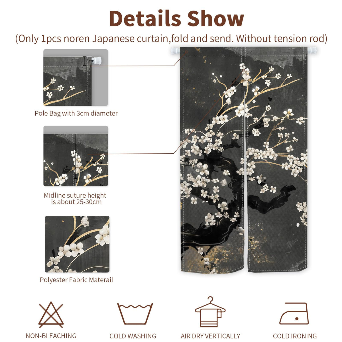 Japanese Noren Doorway Curtain (Black03)