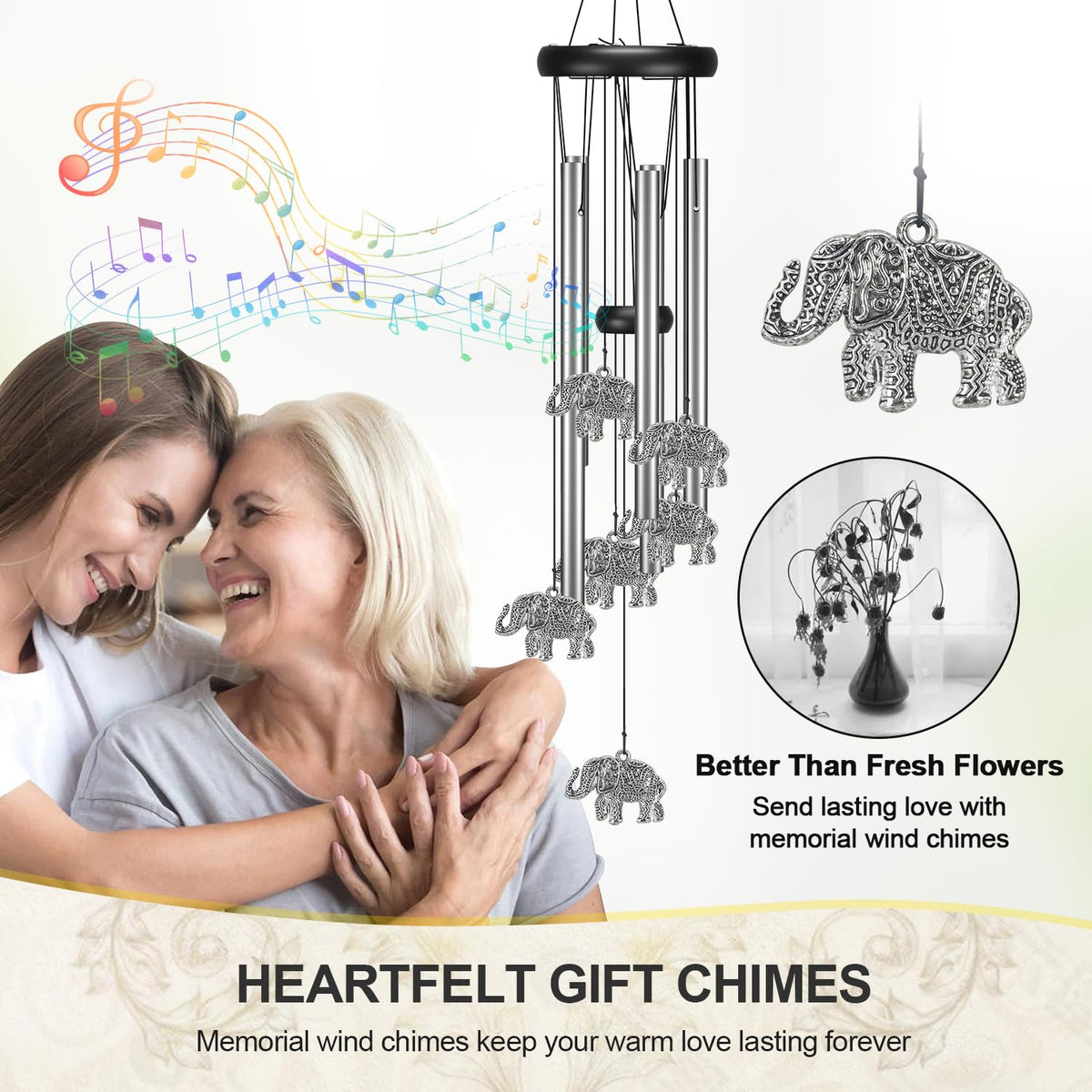 Elephant Wind Chimes for Outside Clearance