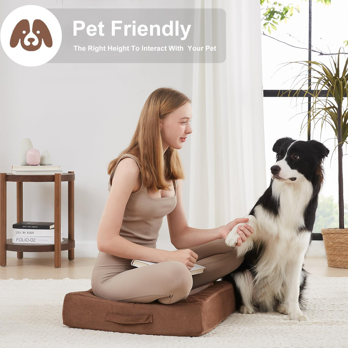 22 inches Floor Pillow for Adults (Coffee / 1 Count)