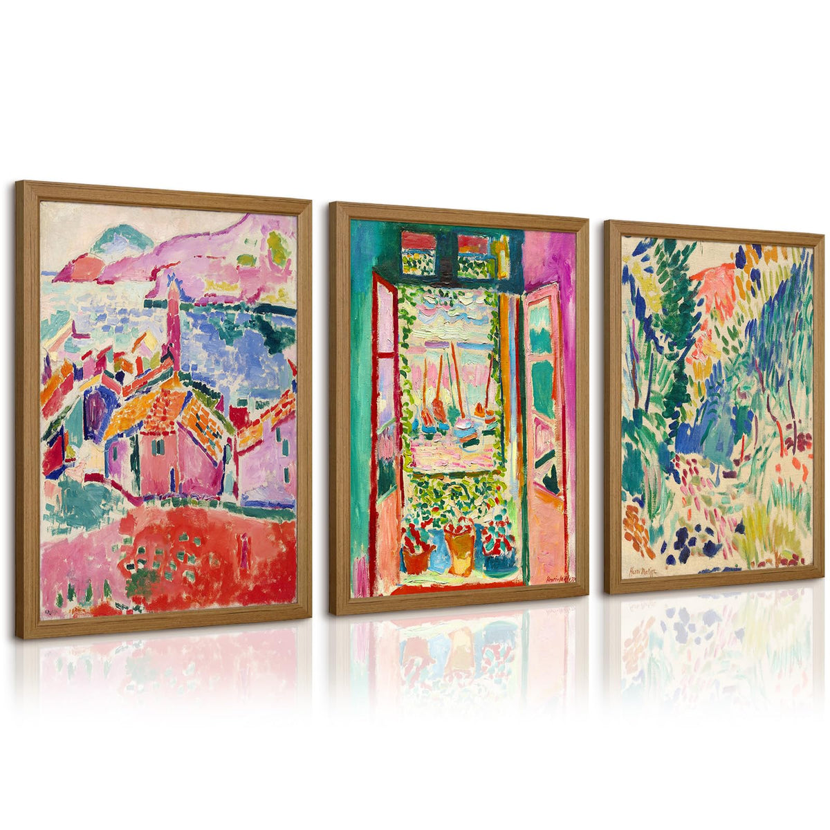 Henri Matisse Wall Art Prints Aesthetic Canvas Matisse Wall Decor Painting Colorful Matisse Wall Art Poster Boho Abstract Matisse Picture Artwork for Bedroom Living Room 12x16 Inch Framed Set of 3 (Framed / Henri Matisse Prints / 16"L x 12"W)