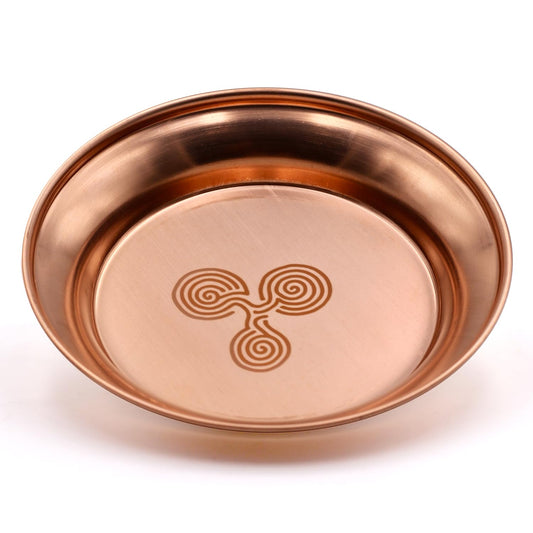 Copper Offering Bowl Ritual Plate Great for Altar (Triple Spiral)