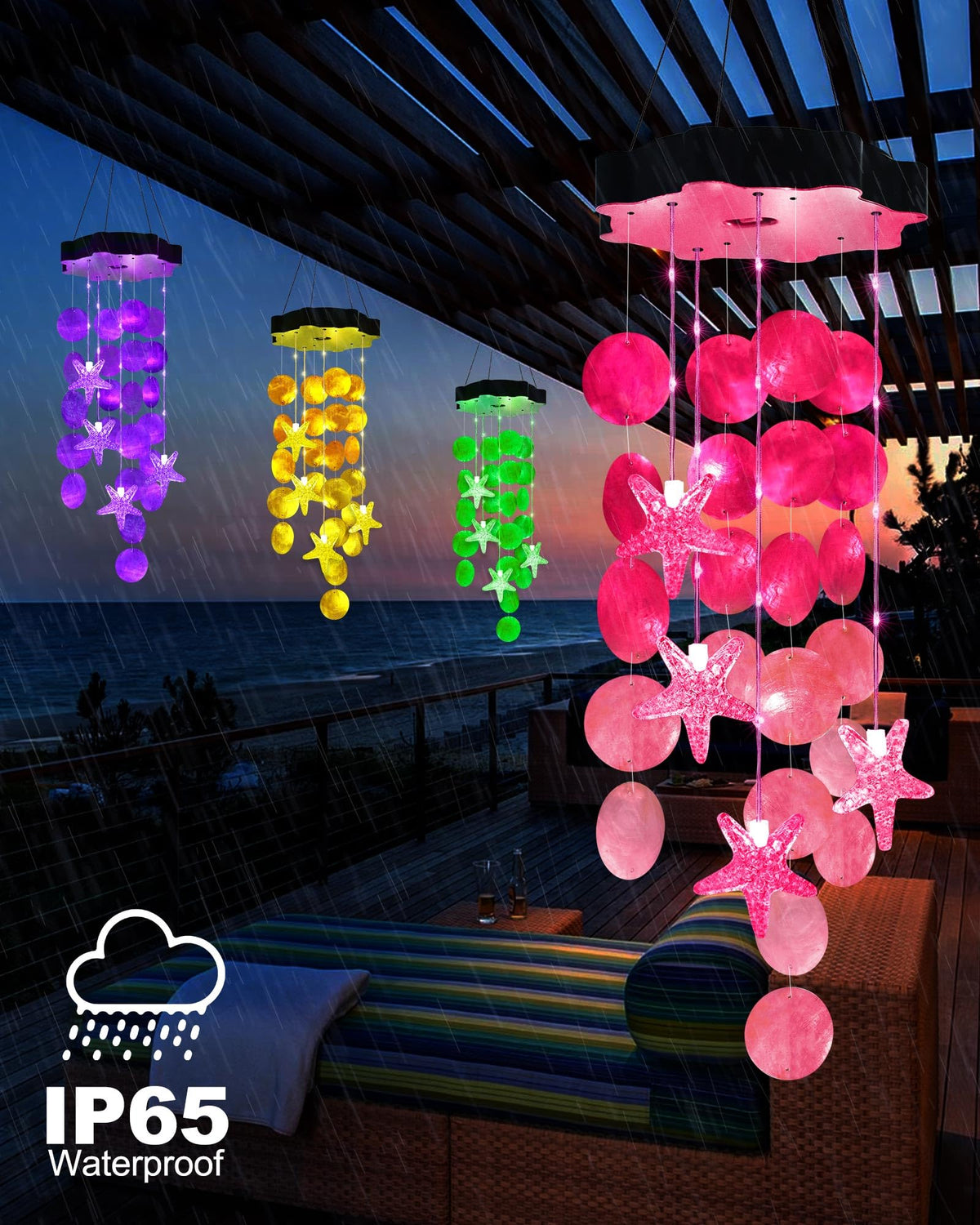 Solar Wind Chimes for Outside (Pink)