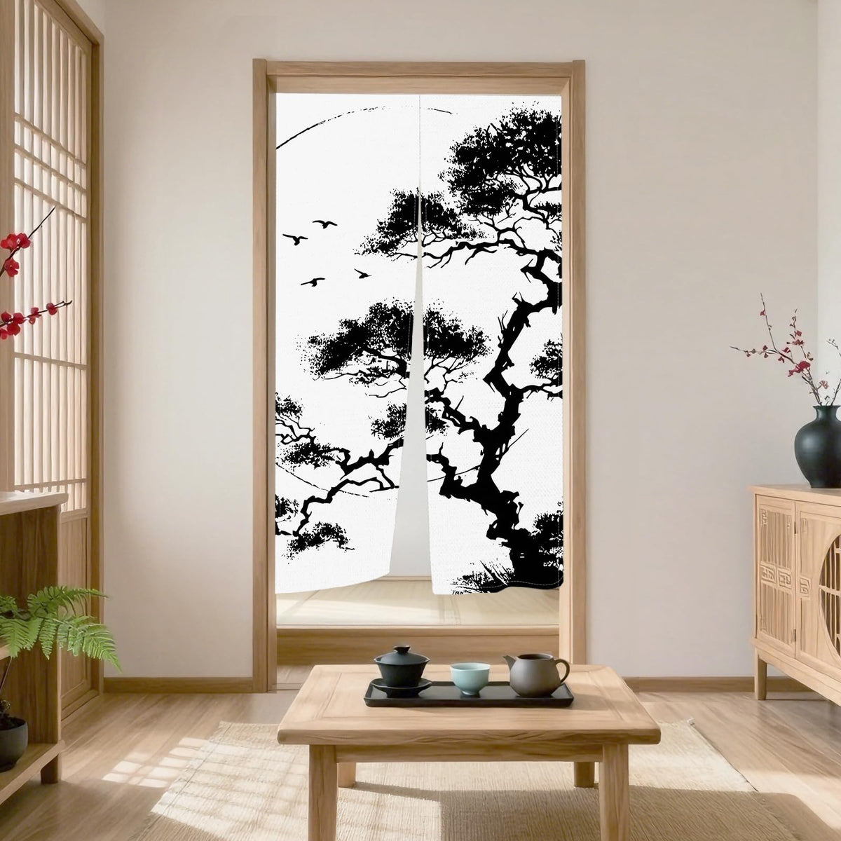Japanese Noren Doorway Curtain (Black01)