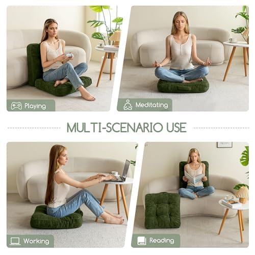 Floor Pillow Cushion for Adults (Dark Green / 4" Thick(Pack of 2))