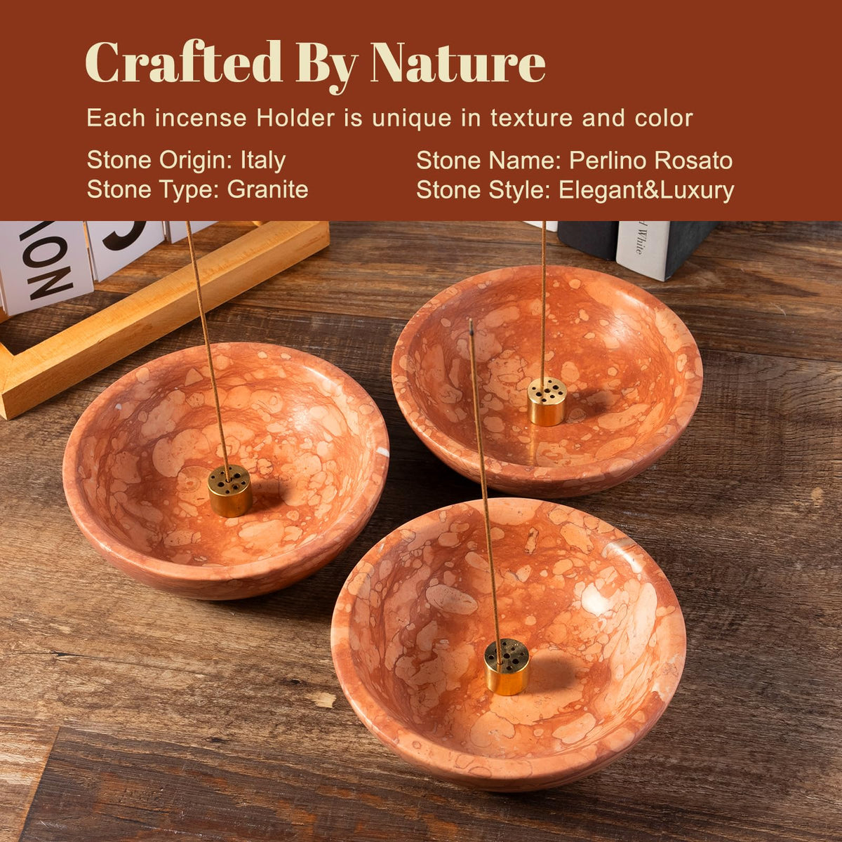 Natural Marble Incense Holder (D=130-red)