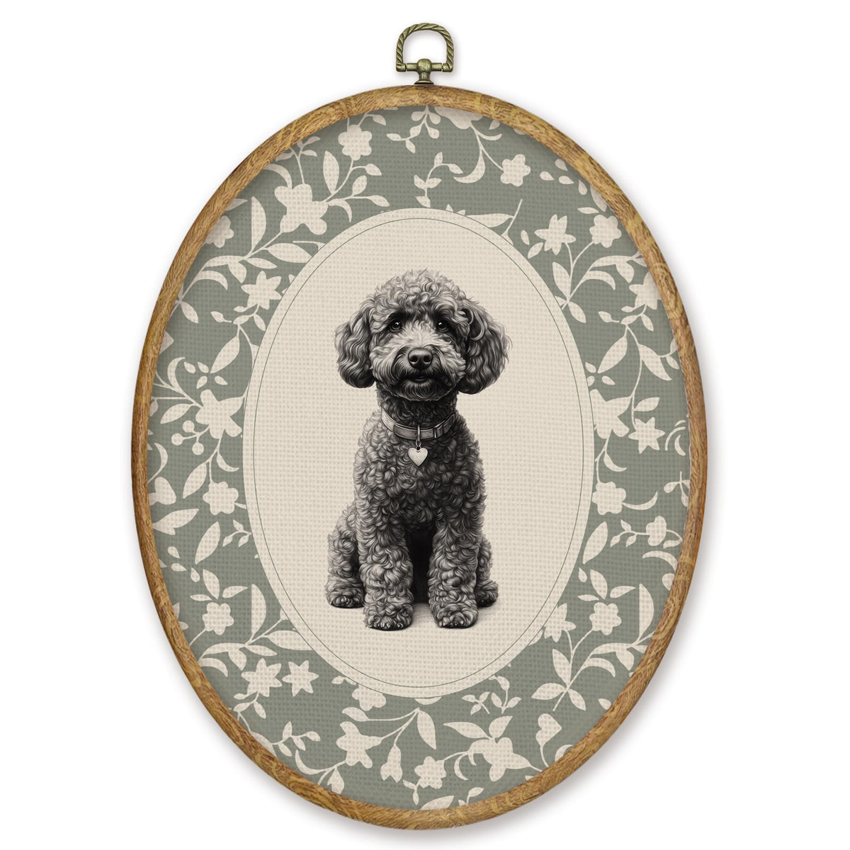 Black Poodle Gifts Oval Wall Art Prints Decor 8.6x11.4 (Colour 60)