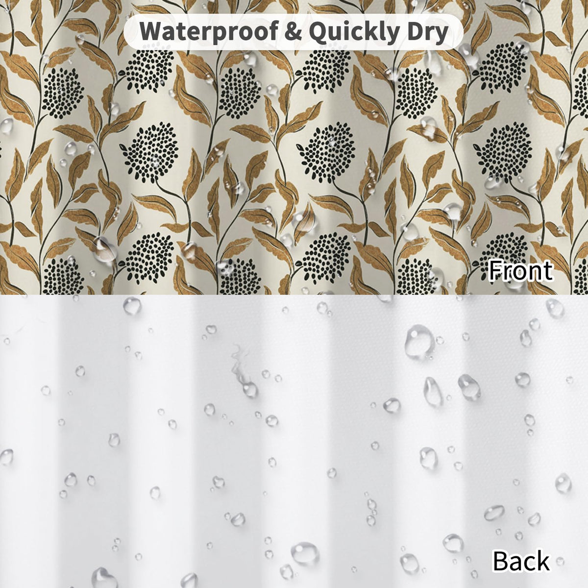 Vintage Botanical Shower Curtain with Hooks (Boho Botanical)