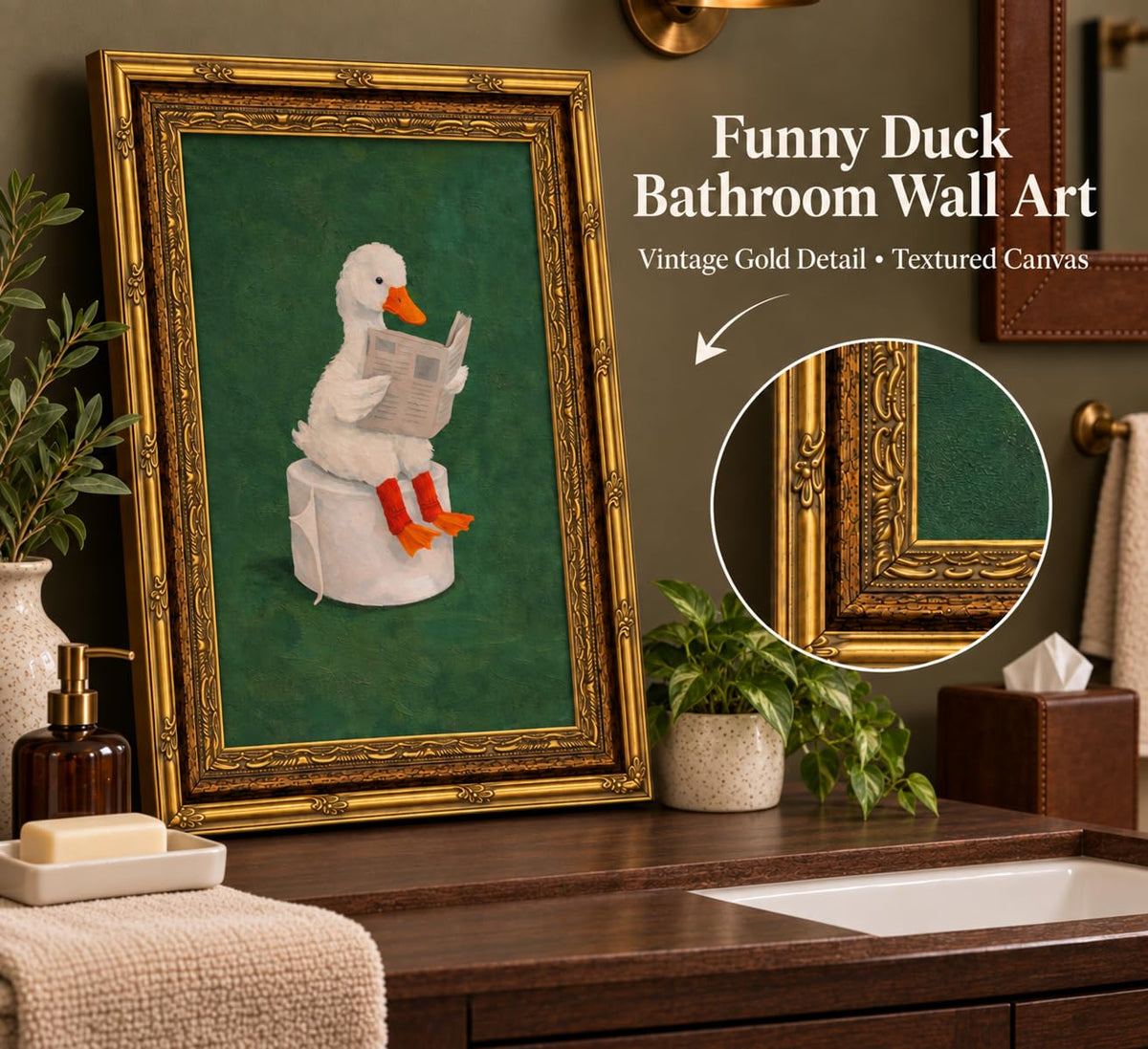 Vintage Gold Framed (Duck / 16"L x 12"W)