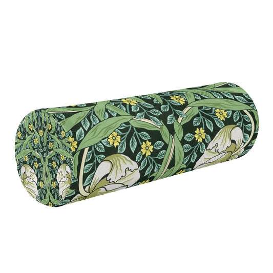 Neck Roll Pillow Bolster Pillow Round Health Memory Foam Long Cervical Roll Cylinder Bolster Body Pillow with Removable Washable Cover Bolster Pillow for Bed Legs Back Yoga Willam Morris Green (Flower 26)