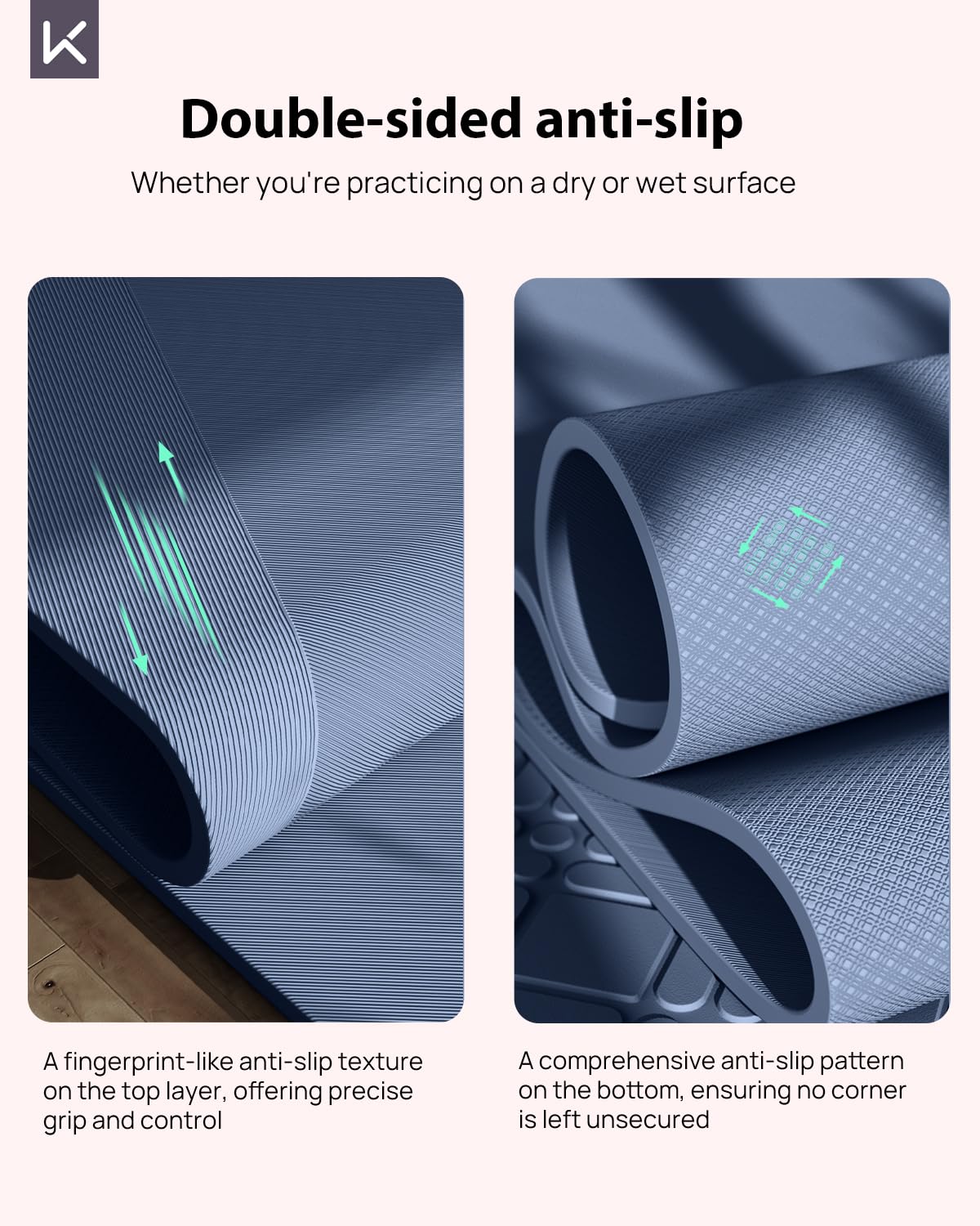Extra Wide & Thick TPE Yoga Mat (Navy Blue)