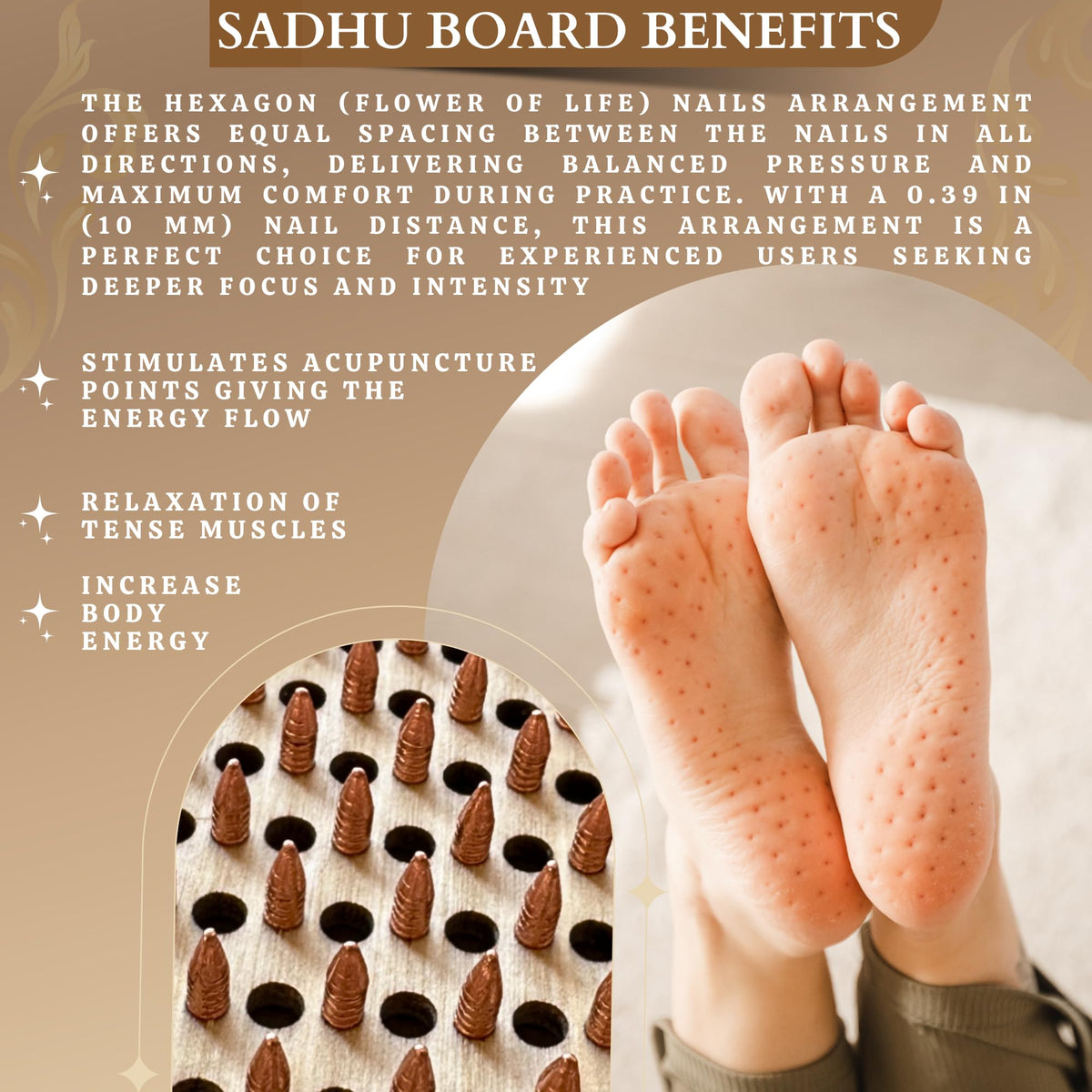 Sadhu Board Specially Crafted Solid Copper Nails (Lotus Flower White)