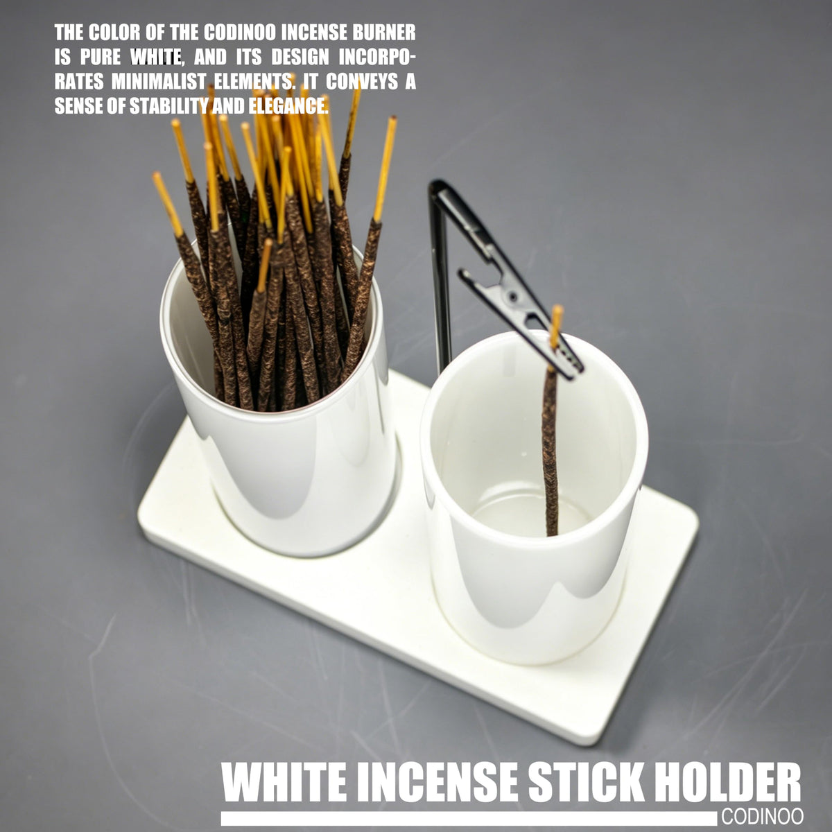 2 in 1 Incense Holder for Sticks (All White / 2 tall glass)