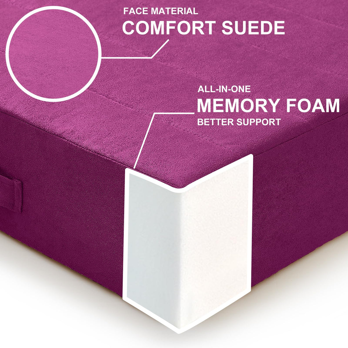 2 Pcs High Density Foam Floor Pillow (Purple / 2 Counts)