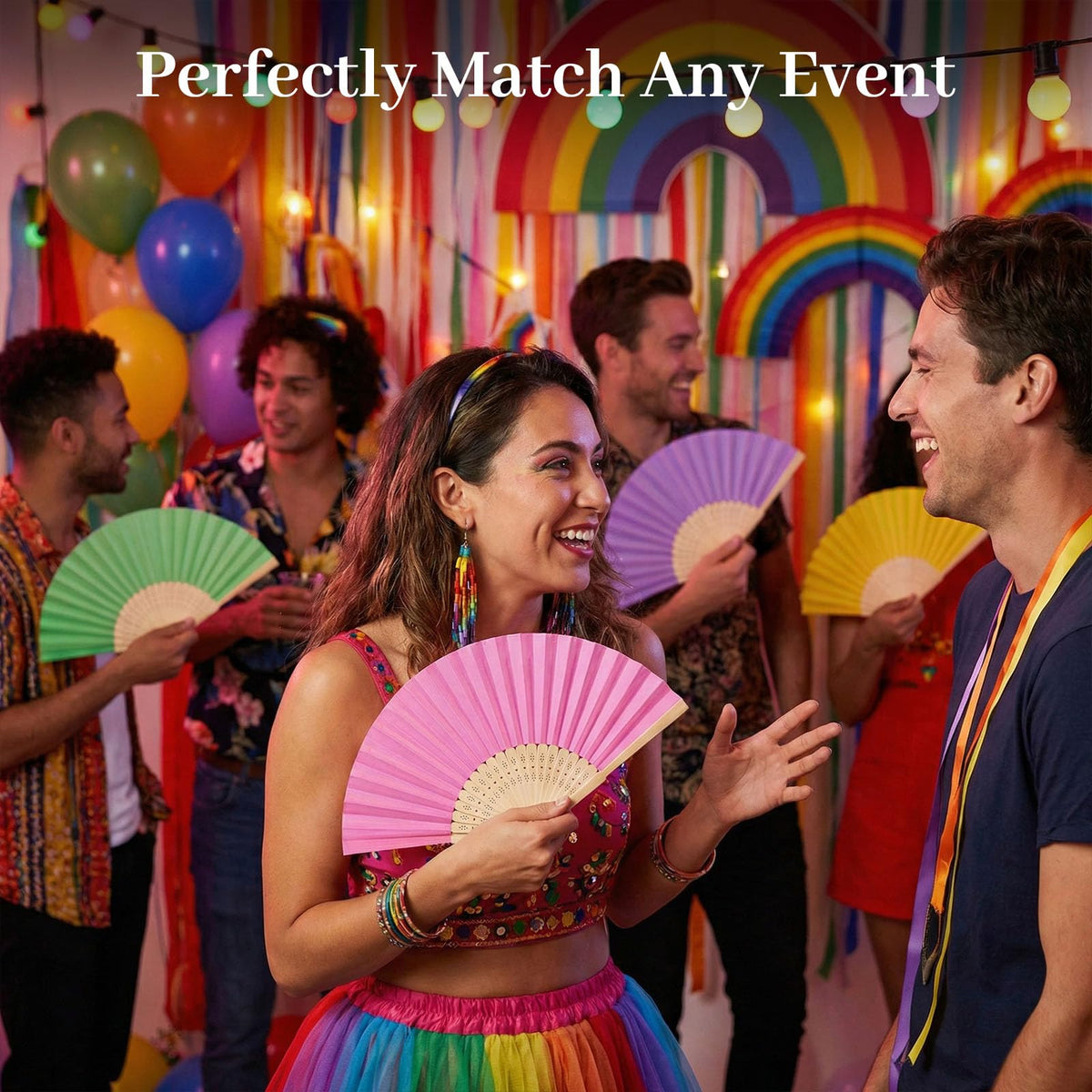 15 PCS Paper Folding Hand Fans (Multicolored)