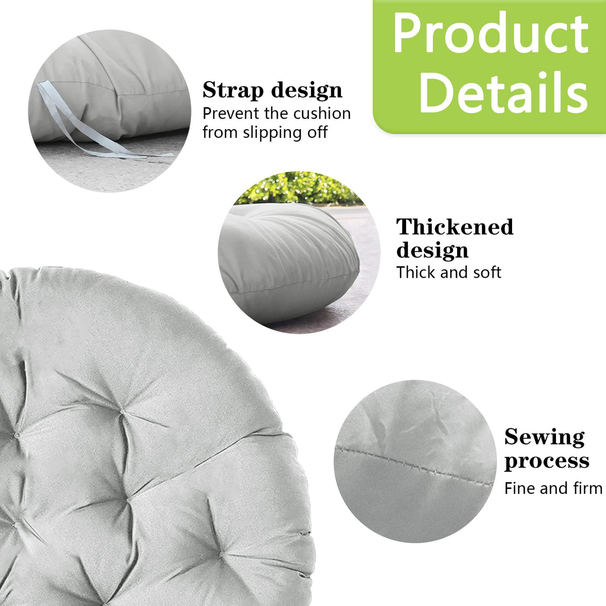 Papasan Chair Cushion Only (Grey)